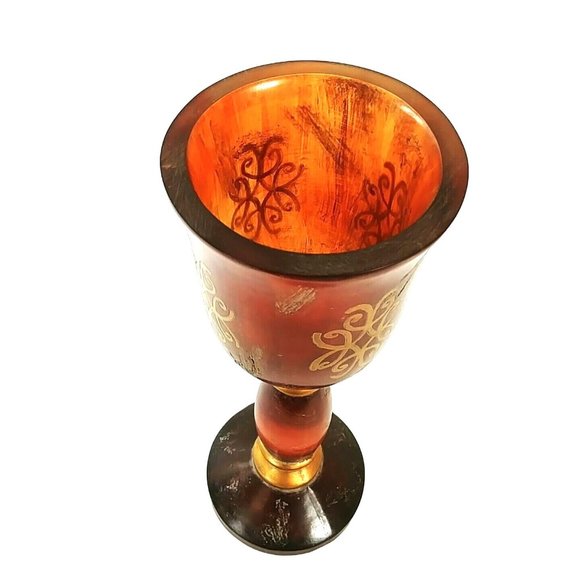 Candle Holder Transparent Amber Stemmed Table Decor 16" Tall Uttermost by Design - Picture 5 of 9